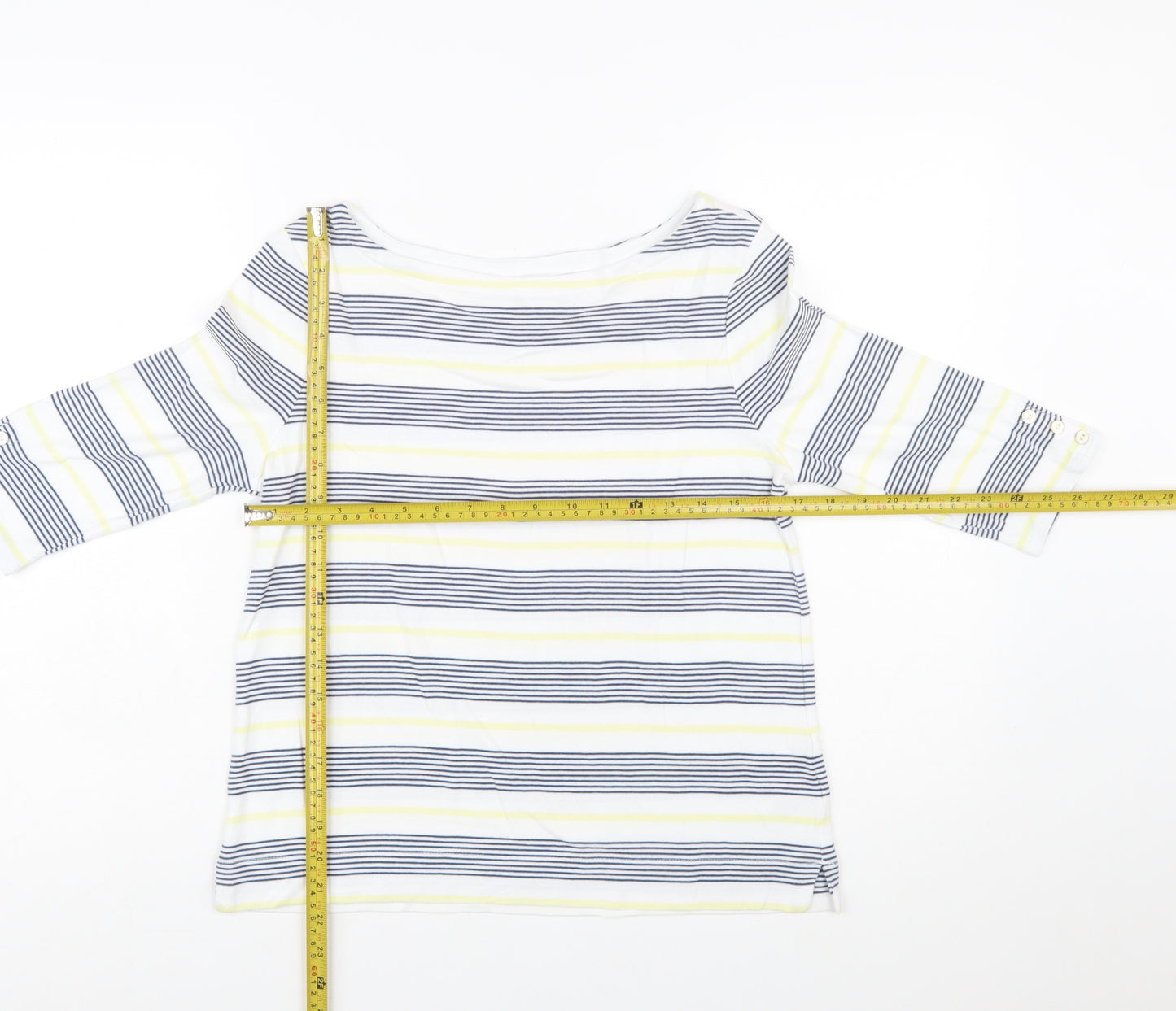 Tabitha Webb Women’s Multicoloured Striped 3/4 Sleeve Boat Neck T-Shirt Size L