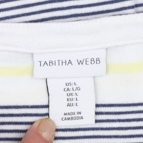 Tabitha Webb Women’s Multicoloured Striped 3/4 Sleeve Boat Neck T-Shirt Size L