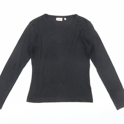 Von Dutch Women's Black Long Sleeve Slim Fit Cotton T-Shirt Size S