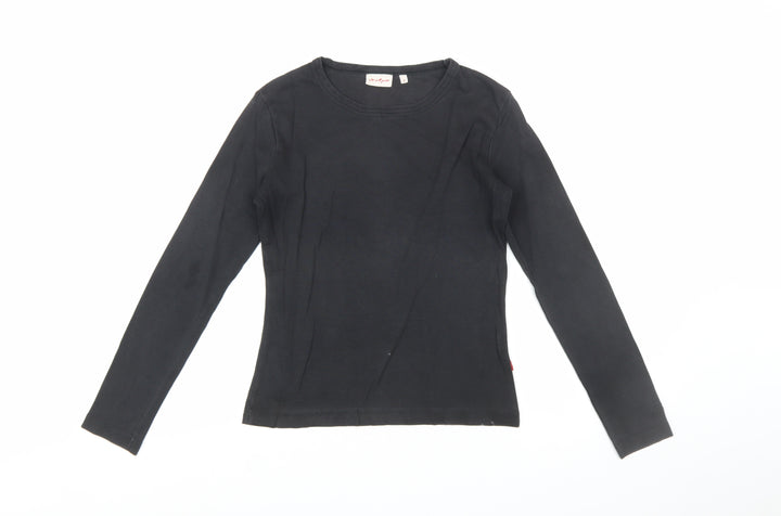 Von Dutch Women's Black Long Sleeve Slim Fit Cotton T-Shirt Size S