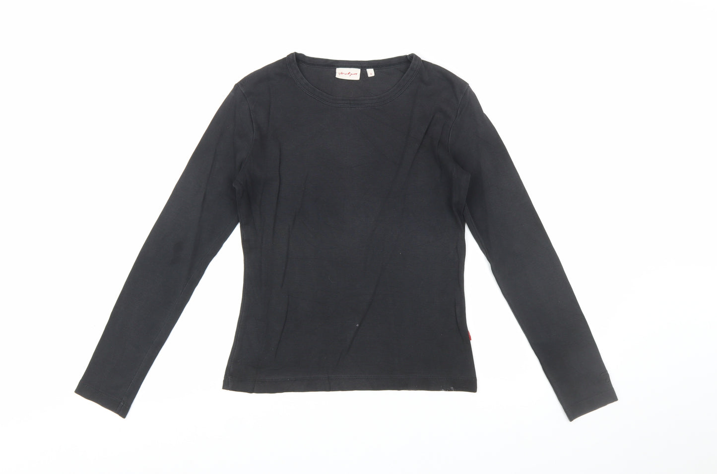 Von Dutch Women's Black Long Sleeve Slim Fit Cotton T-Shirt Size S