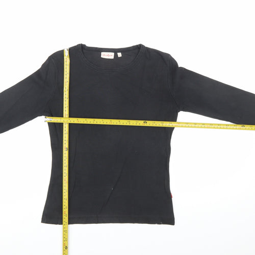 Von Dutch Women's Black Long Sleeve Slim Fit Cotton T-Shirt Size S
