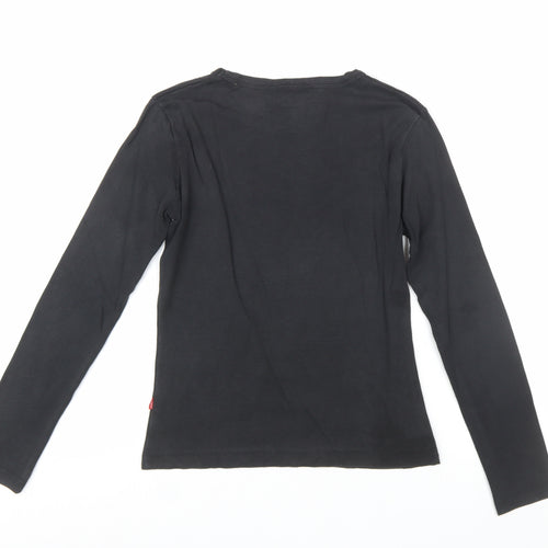 Von Dutch Women's Black Long Sleeve Slim Fit Cotton T-Shirt Size S