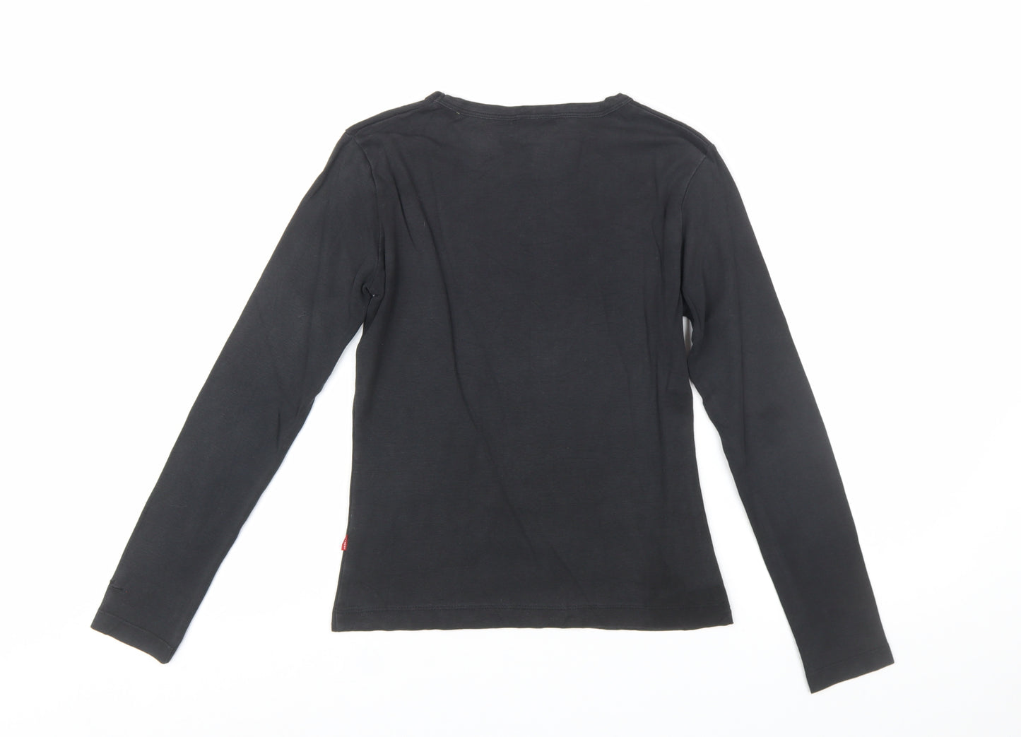 Von Dutch Women's Black Long Sleeve Slim Fit Cotton T-Shirt Size S