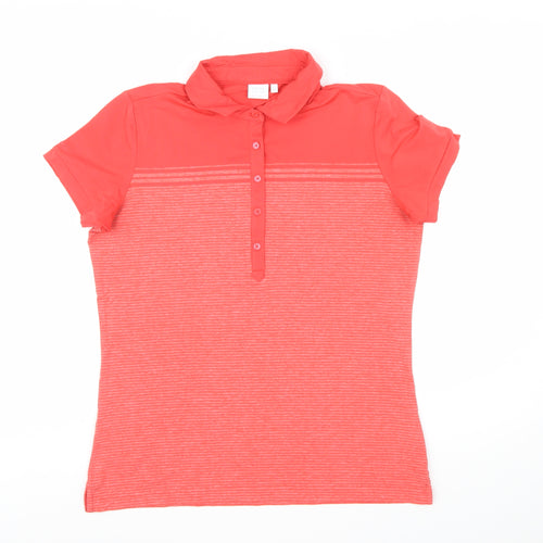 Ping Womens Red Polo Shirt UK 12 Short Sleeve Moisture Wicking Top