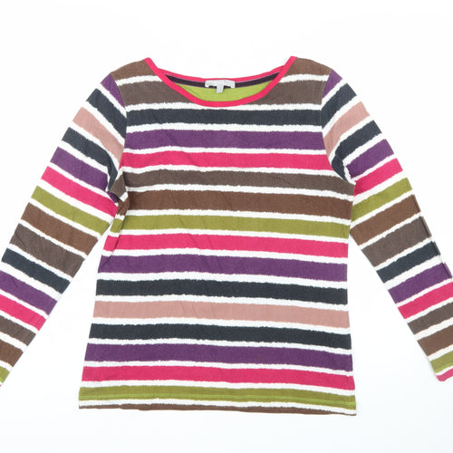 Marks and Spencer Per Una Women's Multicoloured Striped Long Sleeve T-Shirt Size 12