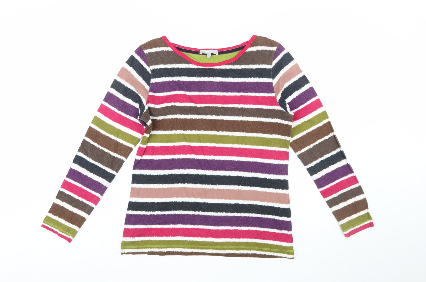 Marks and Spencer Per Una Women's Multicoloured Striped Long Sleeve T-Shirt Size 12