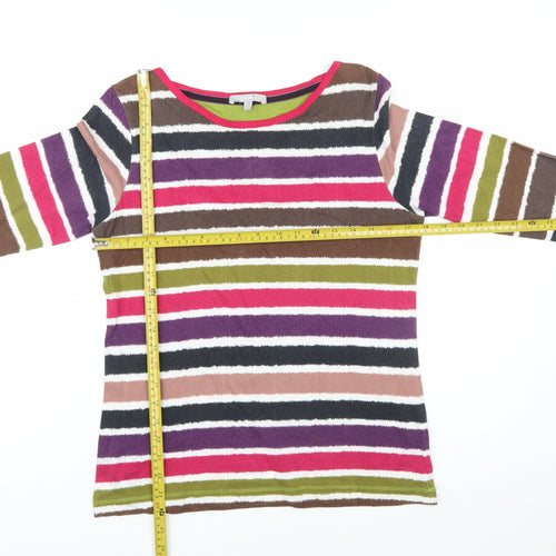 Marks and Spencer Per Una Women's Multicoloured Striped Long Sleeve T-Shirt Size 12