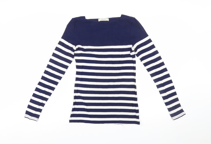 Oasis Women’s Blue White Striped Boat Neck Long Sleeve T-Shirt XS