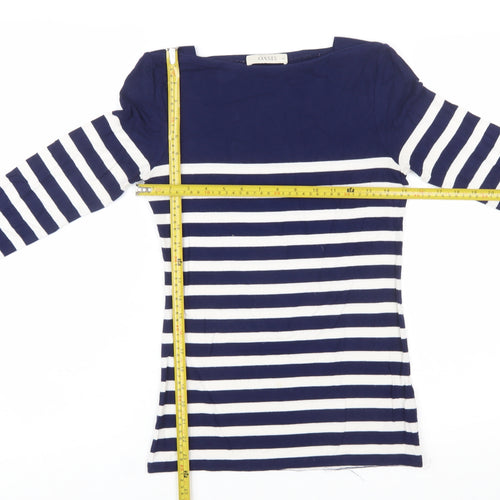 Oasis Women’s Blue White Striped Boat Neck Long Sleeve T-Shirt XS