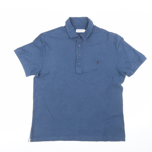 Farah 1920 Men's Blue Cotton Polo Shirt M Regular Fit