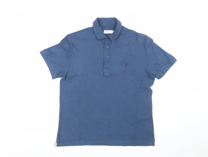 Farah 1920 Men's Blue Cotton Polo Shirt M Regular Fit