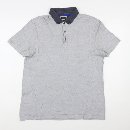 Burton Menswear London Grey Button-Down Collar Polo Shirt L