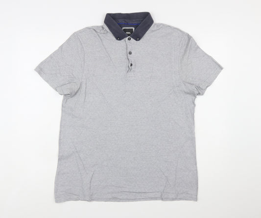 Burton Menswear London Grey Button-Down Collar Polo Shirt L