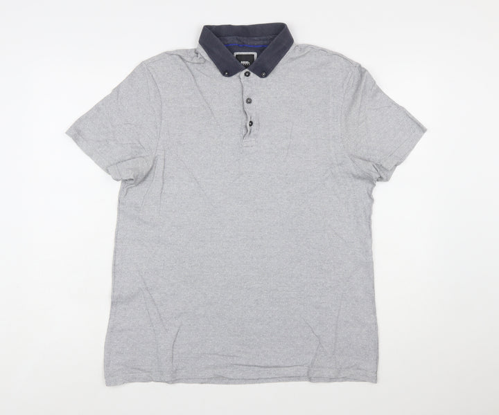 Burton Menswear London Grey Button-Down Collar Polo Shirt L