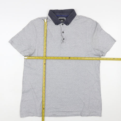 Burton Menswear London Grey Button-Down Collar Polo Shirt L