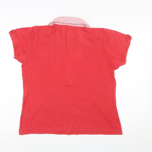 Maine New England Women Red Cotton Collared Polo Shirt Size 14