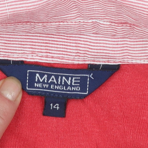 Maine New England Women Red Cotton Collared Polo Shirt Size 14