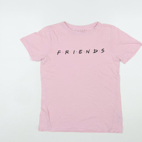 New Look Womens Pink Friends T-Shirt Size 8 Short Sleeve Cotton Top