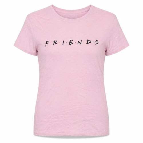 New Look Womens Pink Friends T-Shirt Size 8 Short Sleeve Cotton Top