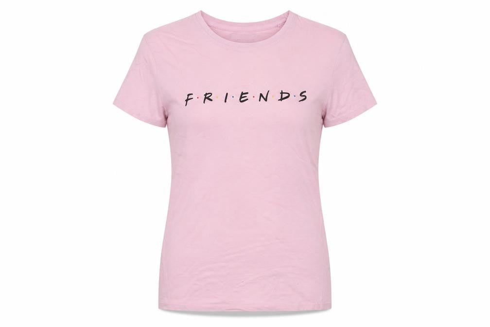 New Look Womens Pink Friends T-Shirt Size 8 Short Sleeve Cotton Top