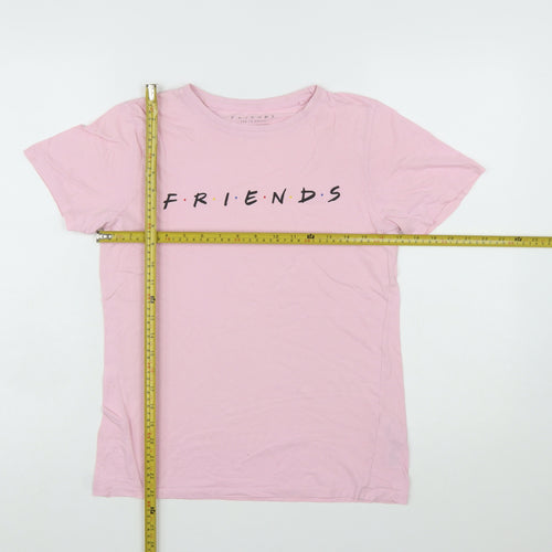 New Look Womens Pink Friends T-Shirt Size 8 Short Sleeve Cotton Top