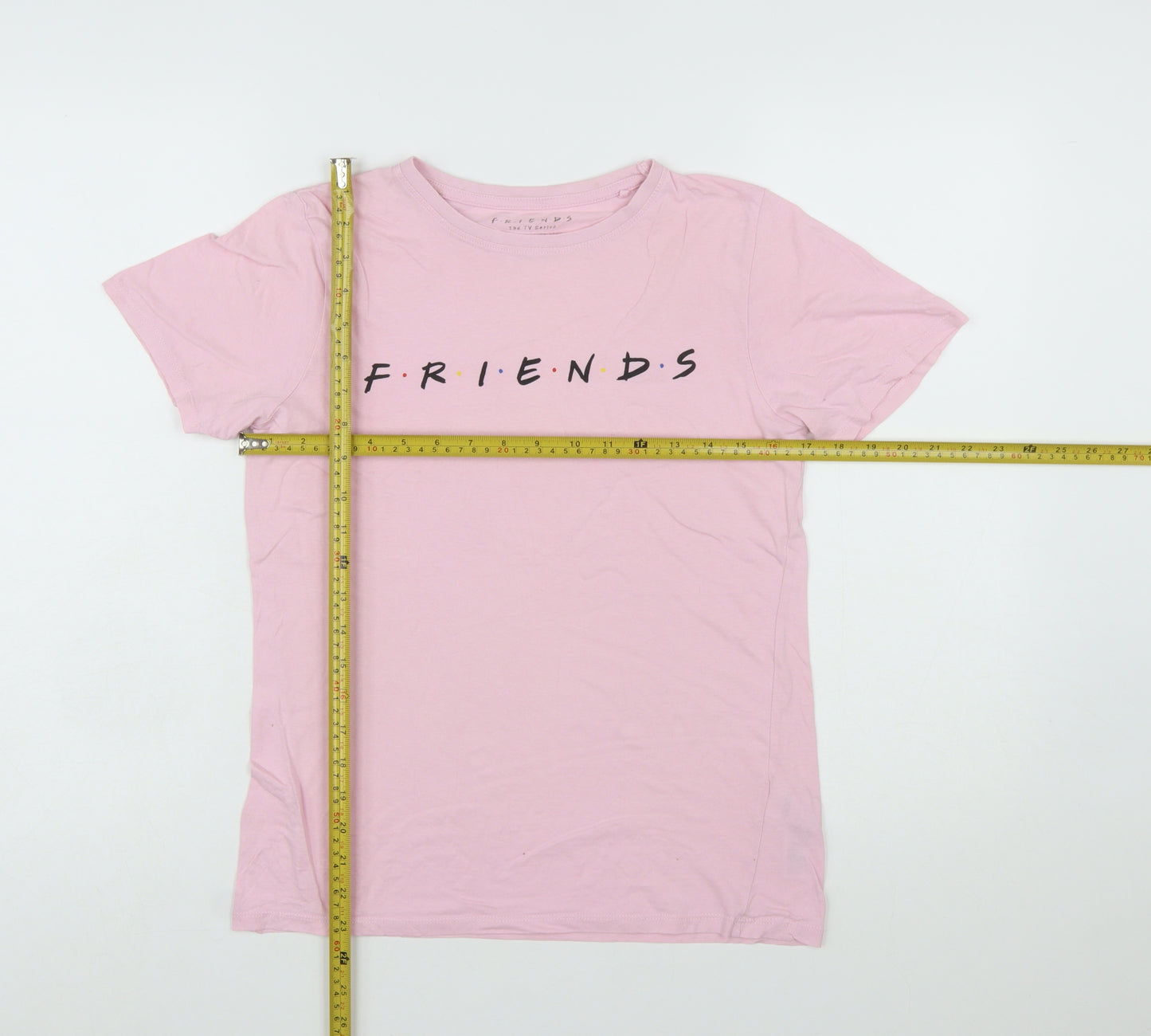 New Look Womens Pink Friends T-Shirt Size 8 Short Sleeve Cotton Top