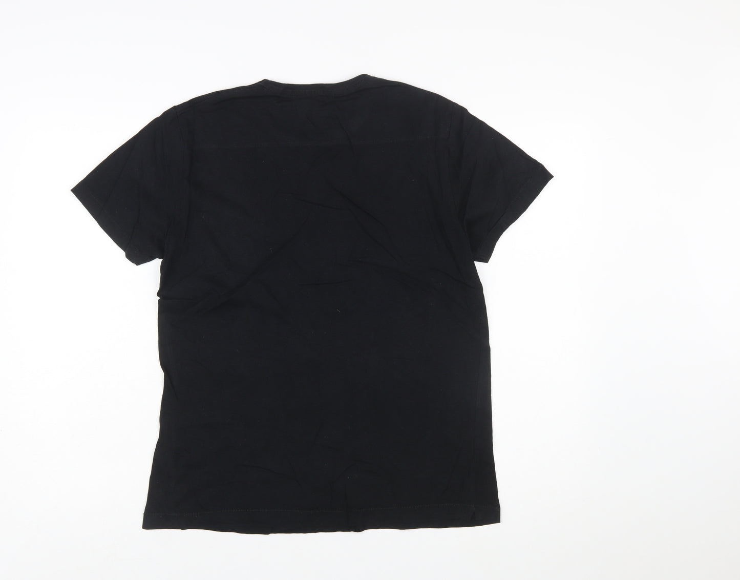 French Connection FCUK Black Cotton Crew Neck Men's T-Shirt Medium