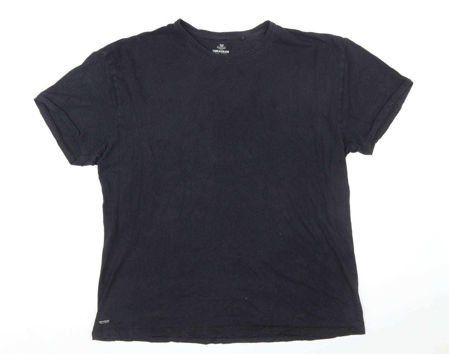 Threadbare Men's Black XL Cotton Crew Neck Short Sleeve T-Shirt