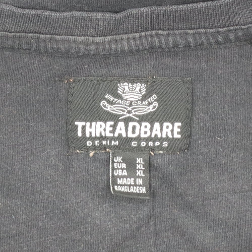 Threadbare Men's Black XL Cotton Crew Neck Short Sleeve T-Shirt