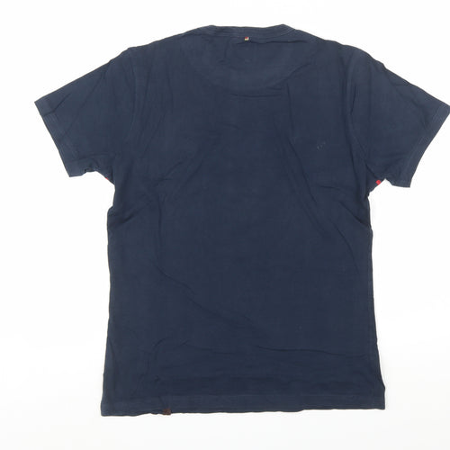 Pretty Green Men's Blue Colourblock Cotton T-Shirt Size S
