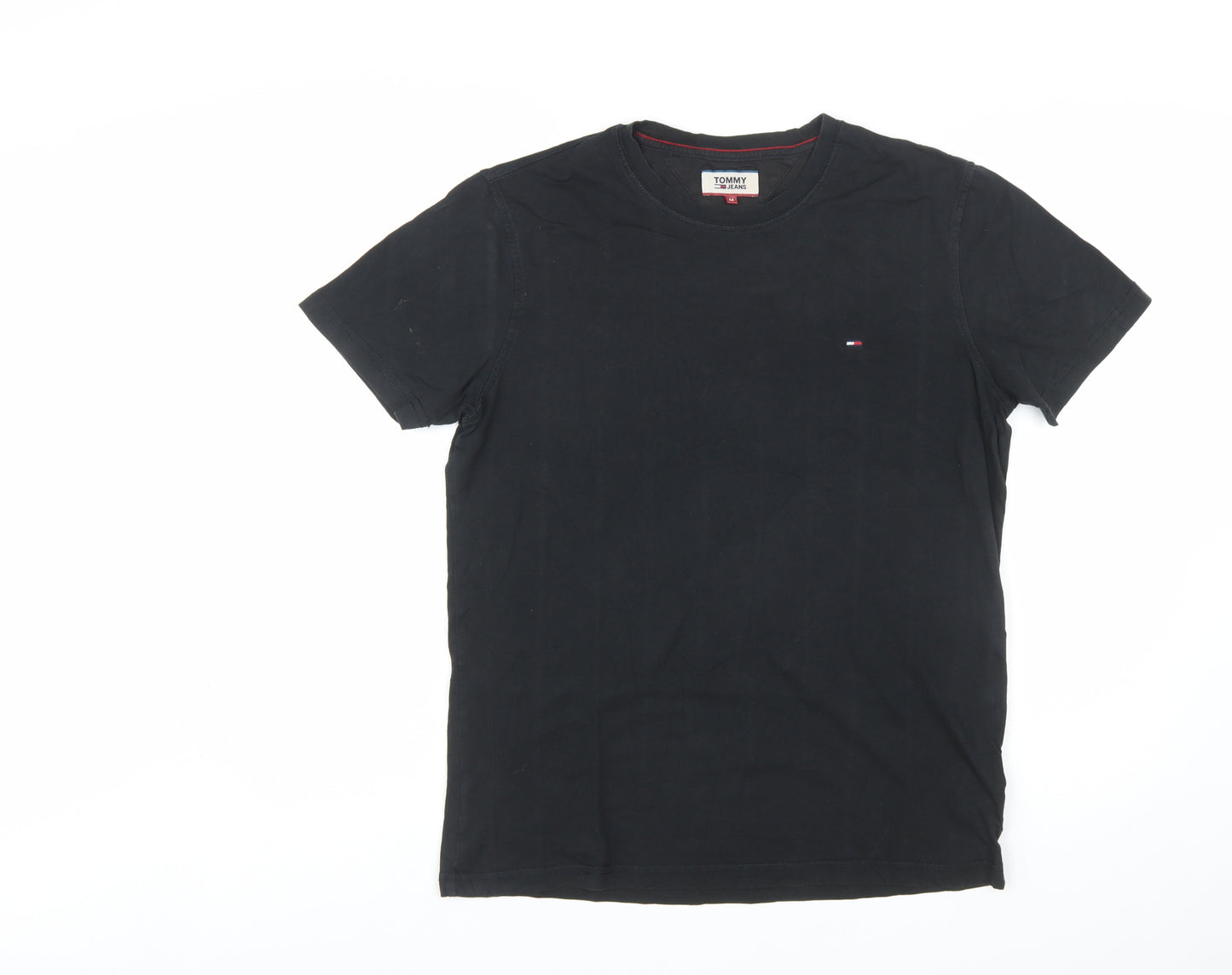 Tommy Jeans Men's Black Cotton Crew Neck Short Sleeve T-Shirt M