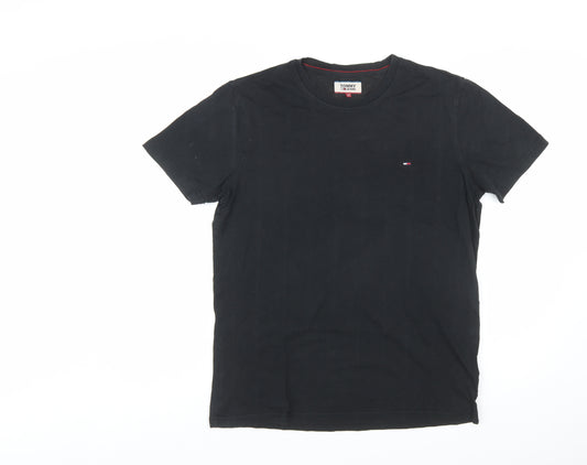 Tommy Jeans Men's Black Cotton Crew Neck Short Sleeve T-Shirt M