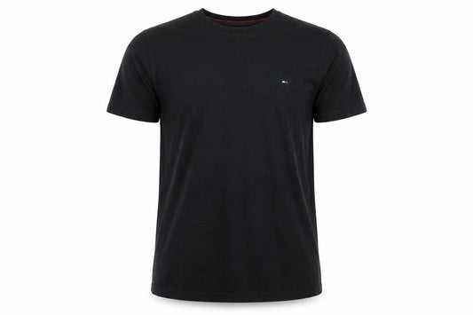 Front view of Tommy Jeans Men's Black Cotton Crew Neck Short Sleeve T-Shirt M