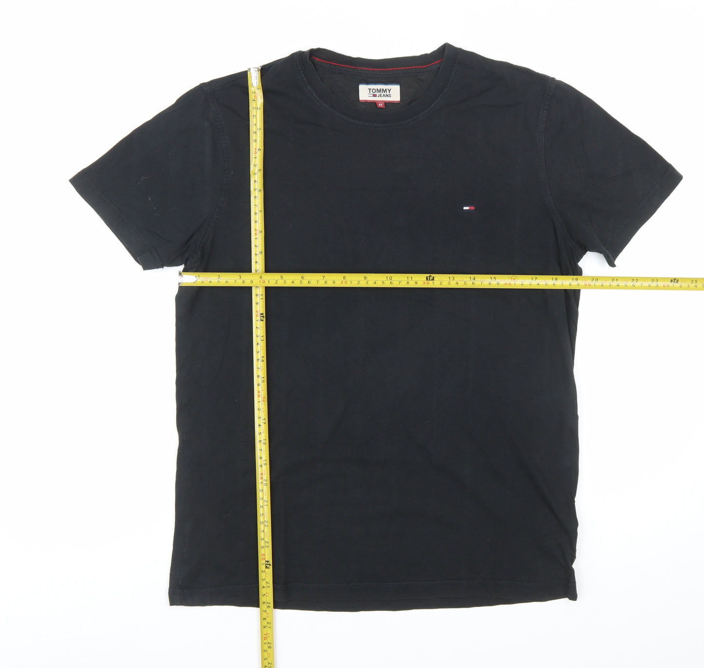 Tommy Jeans Men's Black Cotton Crew Neck Short Sleeve T-Shirt M