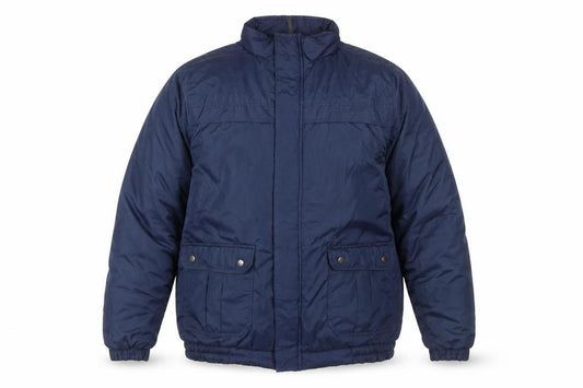 Front view of Pierre Cardin Men's Blue XL Puffer Jacket Winter Zip Coat