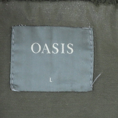 Oasis Women’s Green L Parka Coat with Faux Fur Hood