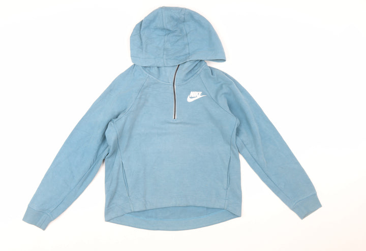 Nike Women's Blue 1/4 Zip Hoodie XS - Cotton Blend Activewear