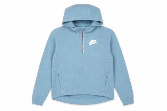Front view of Nike Women's Blue 1/4 Zip Hoodie XS - Cotton Blend Activewear