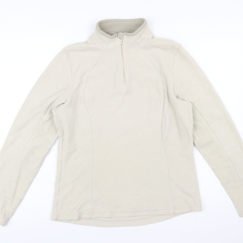 Quechua Women Beige Fleece 1/4 Zip Pullover Sweatshirt Size 14