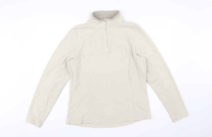 Quechua Women Beige Fleece 1/4 Zip Pullover Sweatshirt Size 14