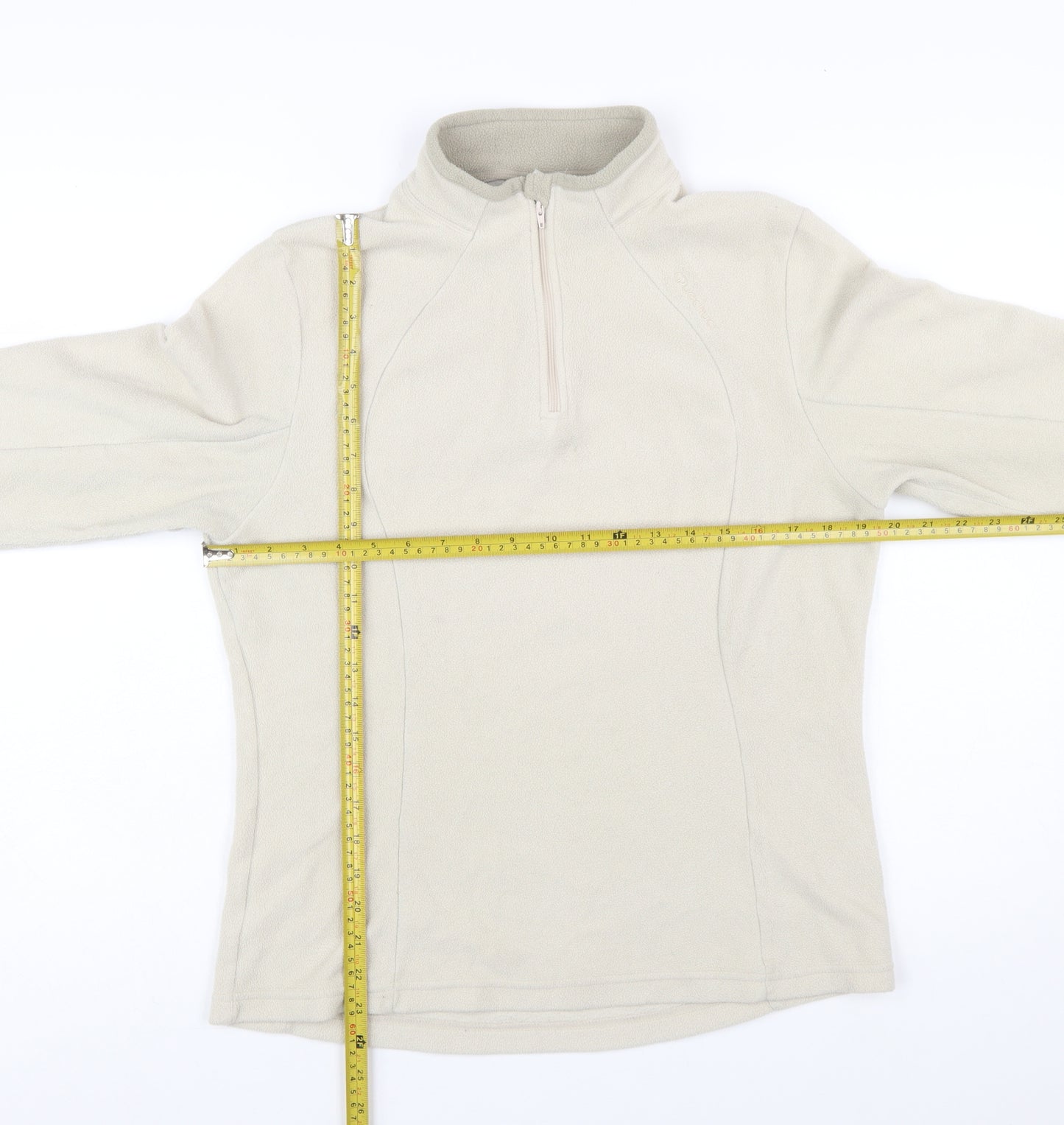 Quechua Women Beige Fleece 1/4 Zip Pullover Sweatshirt Size 14