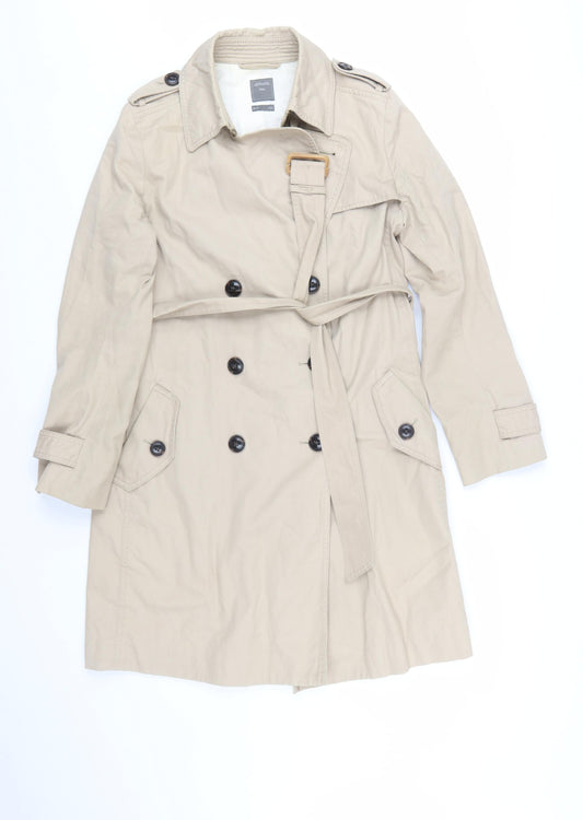 Gap Women’s Beige Cotton Trench Coat Belted Long Size S