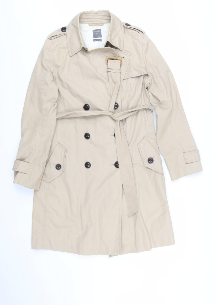 Gap Women’s Beige Cotton Trench Coat Belted Long Size S