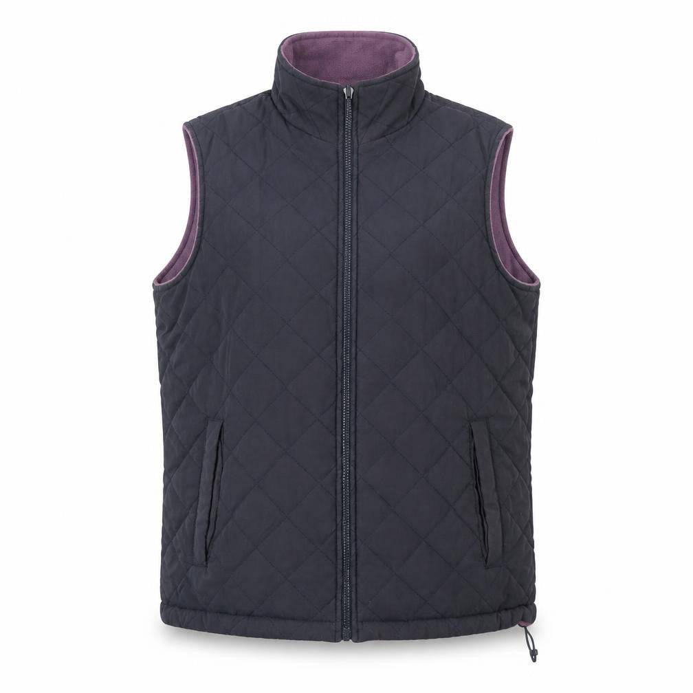Front view of Peter Storm women’s black quilted bodywarmer gilet, size UK 14
