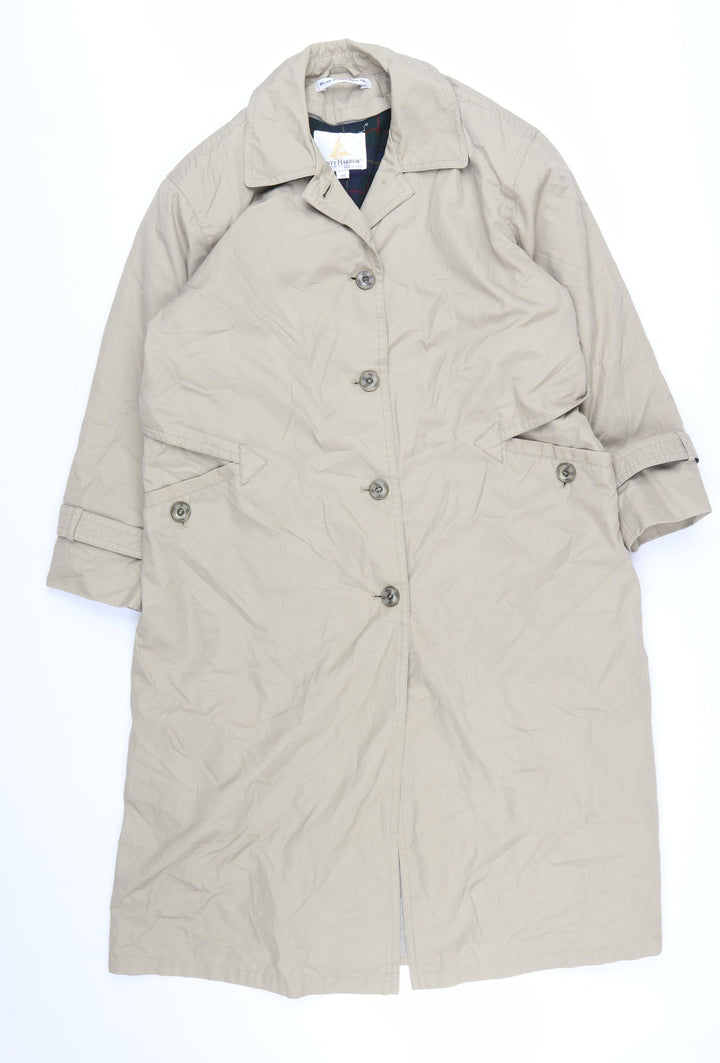 Misty Harbor Women Beige Long Trench Coat Size 10 Classic Belted