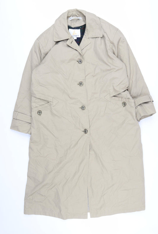 Misty Harbor Women Beige Long Trench Coat Size 10 Classic Belted