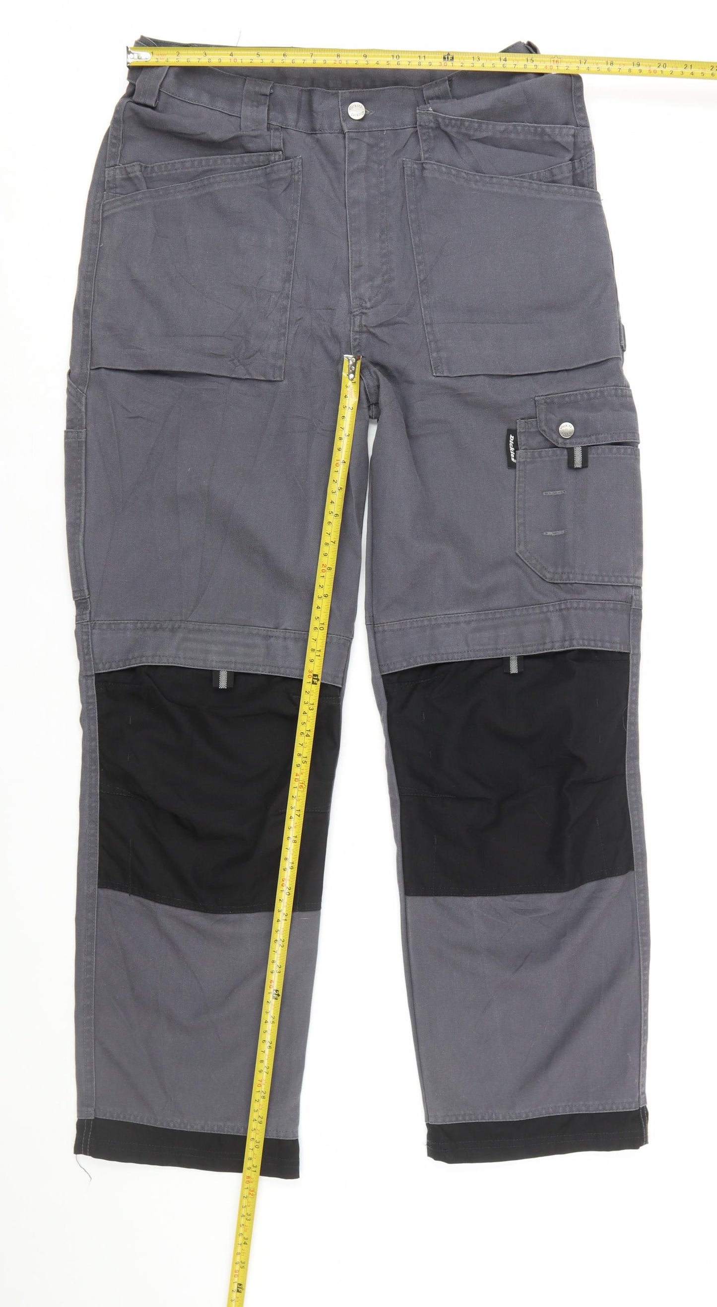 Dickies Men's Grey 34R Cargo Work Trousers Polyester Cotton