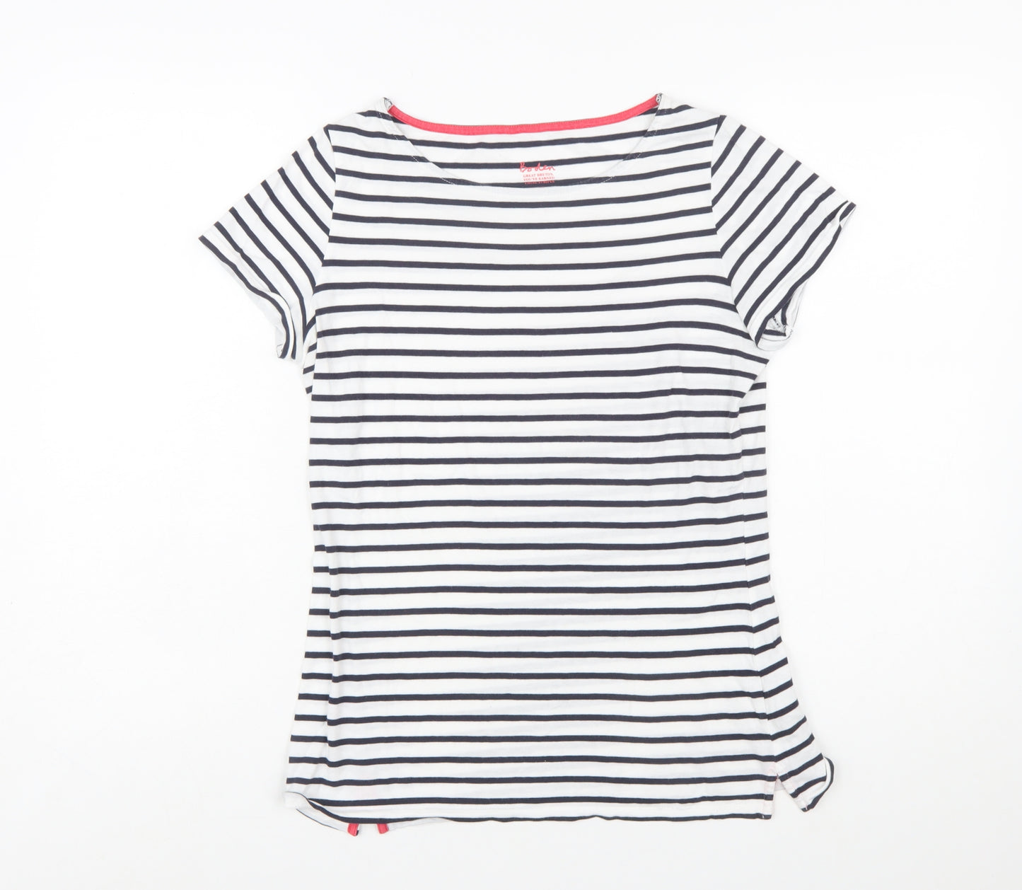 Boden Women Blue White Striped Cotton T-Shirt UK 10