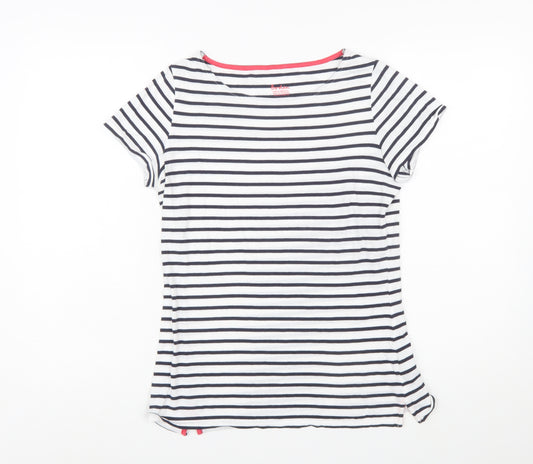 Boden Women Blue White Striped Cotton T-Shirt UK 10